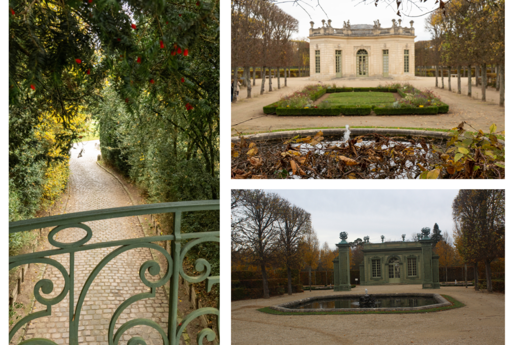Allee du pont du Trianon vers le petit trianon. Pavillon français et frais